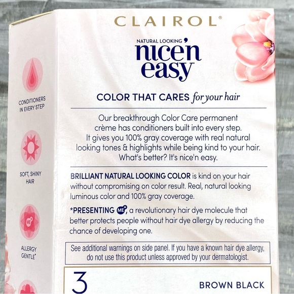 NWT Clairol Nice ‘n Easy Brown Black Permanent Hair Color Gray Coverage Box NIB - Picture 7 of 10